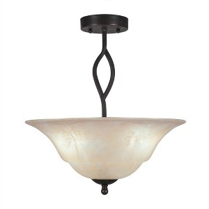 Toltec Lighting Revo 3 - Light Flush Mount in  Dark Granite with 16" Amber Marble Shade - 1 of 1