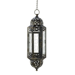 13" Iron Victorian Hanging Outdoor Lantern Bronze - Zingz & Thingz: Removable Hurricane, Indoor/Outdoor Use - 1 of 3