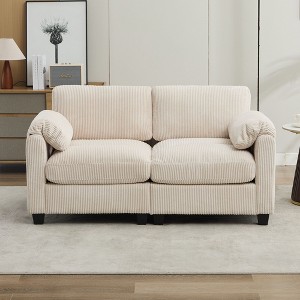 Hyleory 76.8'' Upholstered Corduroy Reception Loveseat Sofa Couch - 1 of 4