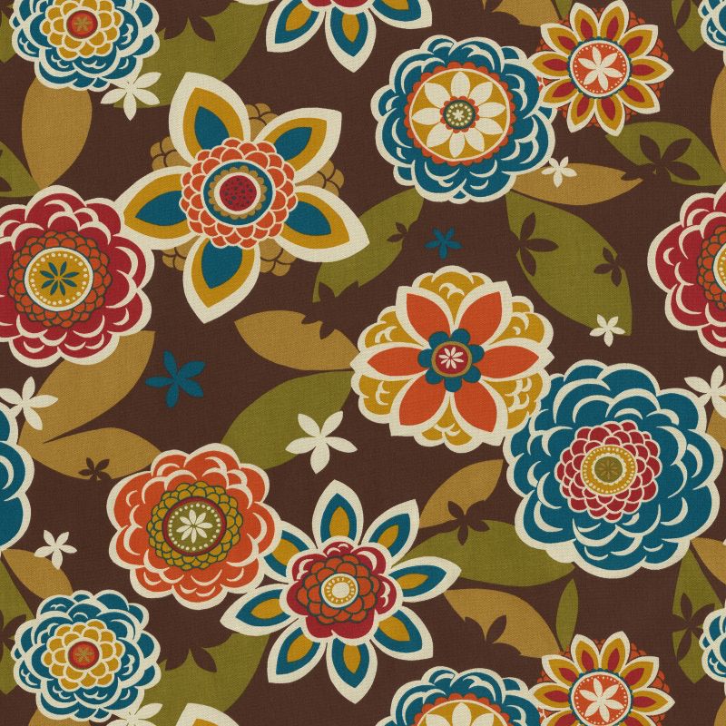 Outdoor Bench Cushion - Brown/Turquoise Floral - Pillow Perfect, 6 of 7