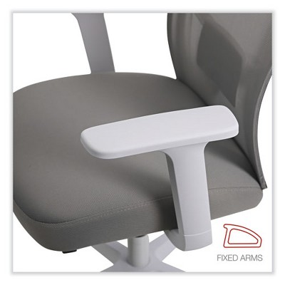 Gray Mesh Back Fabric Task Chair with Fixed Arms