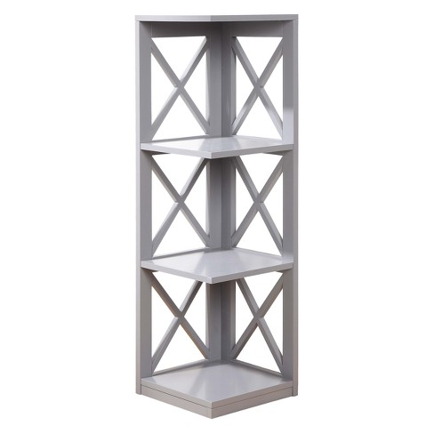 38 5 Oxford 3 Tier Corner Bookcase Gray Johar Furniture Target