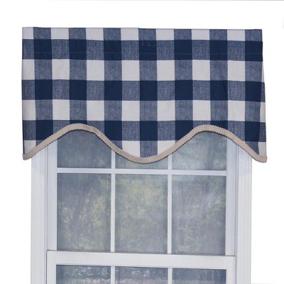 Buffalo Check Style All Season 3" Rod Pocket Valance 50" X 17" Navy By ...