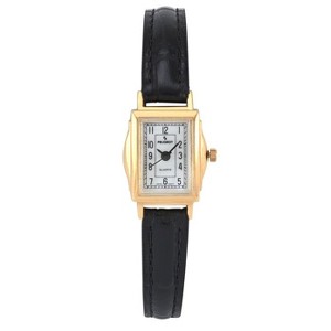 Peugeot Women's Vintage 14K Gold-Plated Rectangular Small Face Watch with Leather Strap - 1 of 3