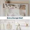 Hall Tree with Bench and Shoe Storage, 3-in-1 Farmhouse Entryway Bench with Coat Rack, 4 Hooks, 4 Shoe Cubbies & 3 Open Compartments, for Home - 4 of 4
