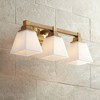 Regency Hill Mencino Modern Wall Light Warm Brass Hardwire 20" 3-Light Fixture Etched Opal Glass Shade for Bedroom Bathroom Vanity Living Room House - 2 of 4