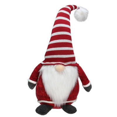 Northlight 15" Red and White Gnome with Striped Hat and Beard Christmas Decoration