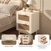 LIVAREEmlen Rattan Nightstand,Wood End Table with 2 Faux Rattan-Decorated Drawers,Wood Accent Table with Storage for Livingroom,Bedroom - 3 of 4