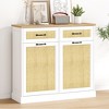 Double Tilt Out Trash Cabinet, Rattan Trash Can Cabinet with 20 Gallon Storage, Hidden Trash Bin Cabinet for Kitchen Dining Living Room - 3 of 4