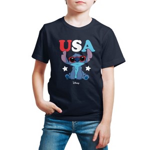 Boys' - Lilo and Stitch - Stitch USA Sunglasses Short Sleeve Graphic T-Shirt - 1 of 4