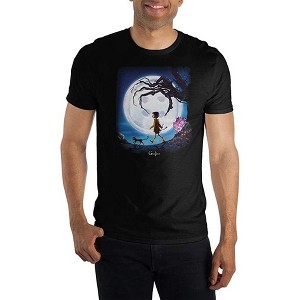 Coraline Animated Movie Mens Black Short Sleeve Graphic Tee - 1 of 2