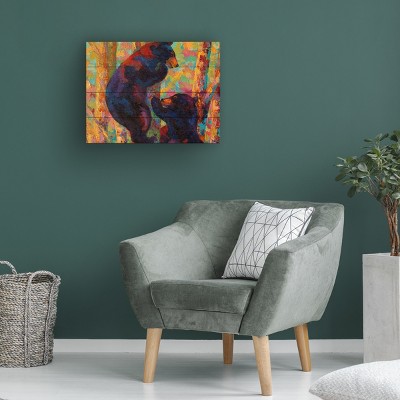 Colorful Bears Climbing Tree Poplar Hardwood Wall Art