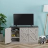 Saw Cut TV Stand for TVs up to 55" Off White - Home Essentials: Sliding Barn-Door, Nickel Hardware - 4 of 4