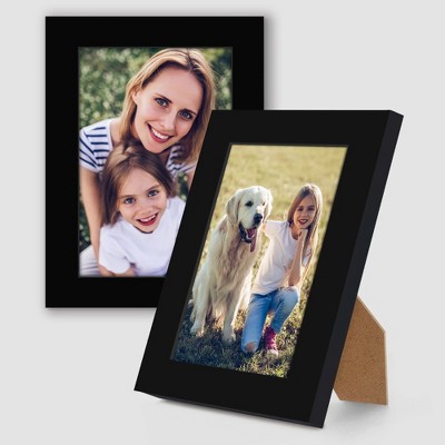 4x6 Picture Frame with Easel Stand - Composite Wood with Glass Cover (2 Pack)