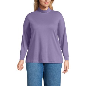 Lands' End Women's Relaxed Cotton Long Sleeve Mock Turtleneck - 1 of 3