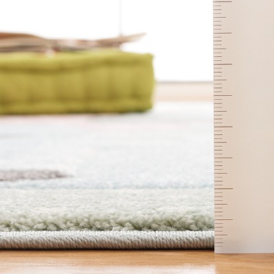 Blue Square Animal Design Kids Synthetic Area Rug 63"