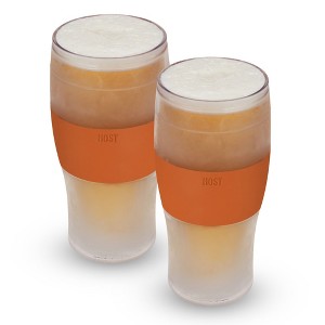 Host FREEZE Beer Glasses, Frozen Brew Mugs, Freezable Pint Glass Set, Insulated Beer Glass, Double Walled Insulated, 16oz, Set of 2, Burnt Orange - 1 of 4