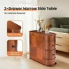 JIONJOY Vintage Wood End Table with 2 Drawers – No Assembly Required, Narrow Side Table for Bedroom/Living Room, Premium Brown - 3 of 4