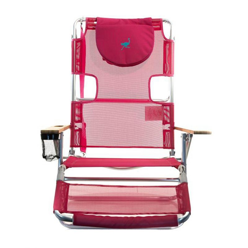 Ostrich Altitude 3N1 Lightweight Lawn Beach Reclining Lounge Chair with Footrest, Outdoor Furniture for Patio, Balcony, Backyard, or Porch, Pink, 3 of 7
