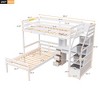 Modern Twin Over Twin Loft Bed With Desk Shelves Staircase Storage Drawers, Versatile High Loft Bed Frame With Safety Guardrails Ladder For Kids Teens - 4 of 4