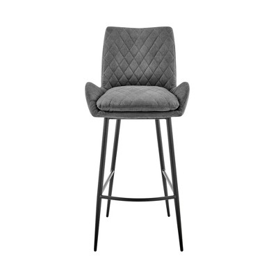Contemporary Charcoal Fabric & Black Metal Adjustable Swivel Counter Stool