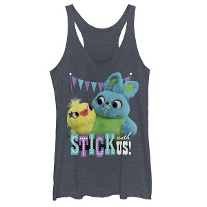 Women's Toy Story Ducky & Bunny Stick With Us BFFs Racerback Tank Top - 1 of 3
