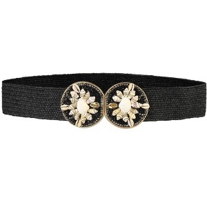 INSPIRE CHIC Women's Elastic Dress Shell Buckle Braided Wide Waist Belts - 1 of 4
