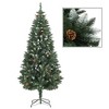 vidaXL Christmas Tree Holiday Decoration Artificial Xmas Tree with Pine Cones - Green and White 6 x 3 ft - 2 of 4
