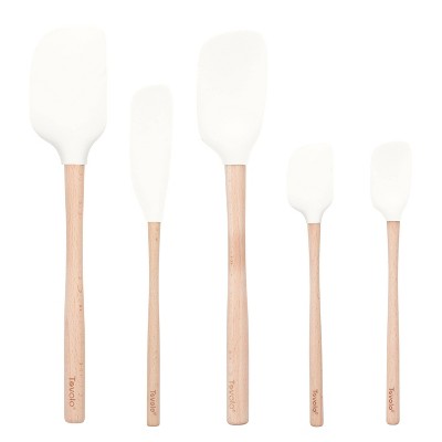 White Wooden Handle Silicone Kitchenware Set –