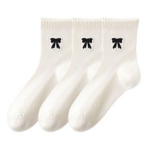 Anna-Kaci 3-Pair Soft Knit Ankle Socks with Ribbed Texture, Smooth Seam Construction and Comfortable Everyday Stretch Fit - 1 of 3