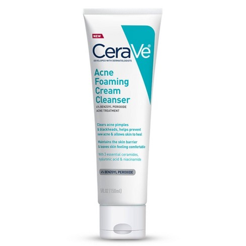 CeraVe Acne Foaming Face Wash Cream Cleanser with Benzoyl Peroxide and Ceramides - 5 fl oz - image 1 of 4