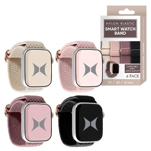 Xtreme Unisex Smart Watch Nylon Braided Elastic Band 4 Pack – Small Size, Breathable, Multicolored Adjustable, 38/40/41 mm - 1 of 4
