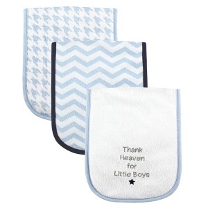 Luvable Friends Baby Boy Cotton Burp Cloths with Fiber Filling 3pk, Boy Thank Heaven, One Size - 1 of 1