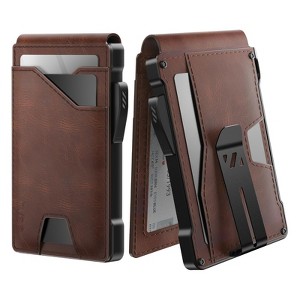 Generic Tactical Wallet for Men Card Holder: Pop Up Card Case, Genuine Leather, Smart - 1 of 4