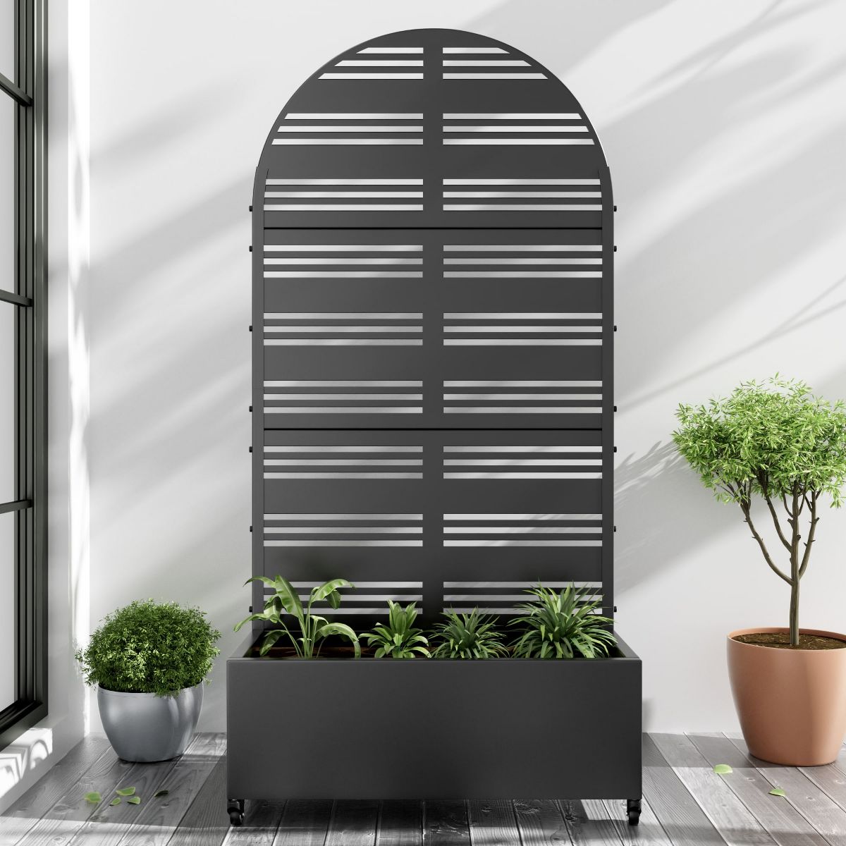 Arch Metal Mobile Planter Box