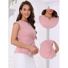 INSPIRE CHIC Women's Cap Sleeve V Neck Twist Front Casual Tunic Asymmetrical Hem Tops - 2 of 4