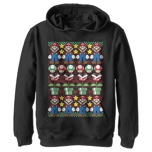 Boy's Nintendo Ugly Christmas Mario Pull Over Hoodie - 1 of 3