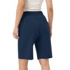 Women's Bermuda Shorts with Zipper Pockets Casual Summer Drawstring Jersey Shorts Elastic Waist Comfy Waffle Shorts - 2 of 4