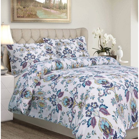 3pc Abstract Paisley Cotton Flannel Printed Oversized Duvet Set ...