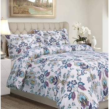 3pc Abstract Paisley Cotton Flannel Printed Oversized Duvet Set - Tribeca Living