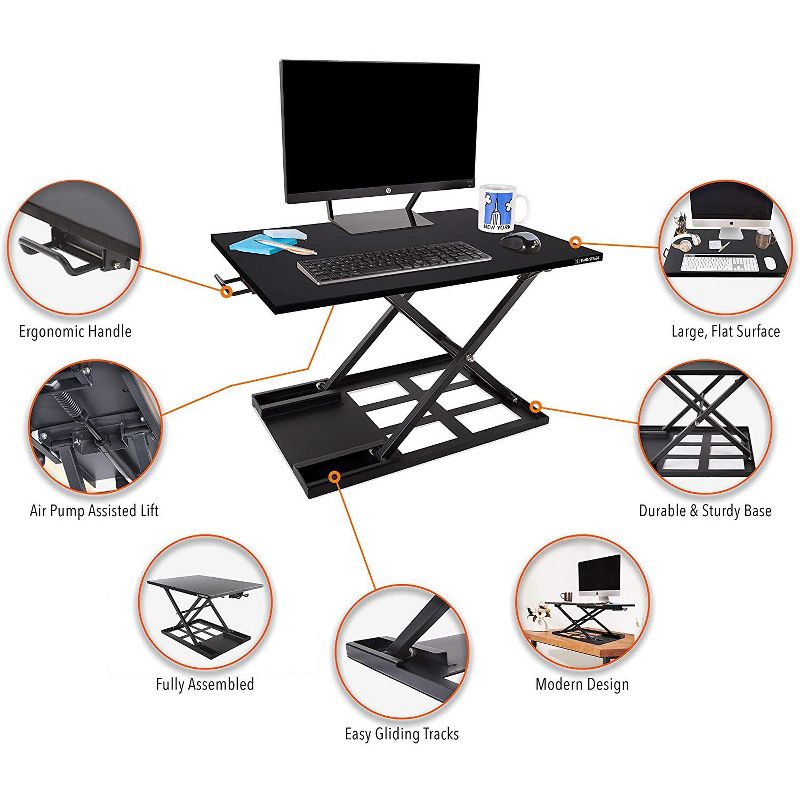 X-Elite Pro 28” Standing Desk Converter with Pneumatic Height-Adjustment - Black – Stand Steady, 5 of 13