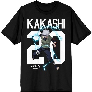 Naruto Kakashi 20 Anime Cartoon Character Mens Black Graphic Tee - 1 of 1