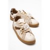 Taren - Beige Leather Pearl Buckle Sneakers (Women) | Forever & Always Shoes - 2 of 4