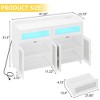 47'' Sideboard Buffet Cabinet with Power Outlet & LED Light, Sideboard Cabinet with Acrylic Fluted Door and Drawer, Wood Kitchen Cabinets Coffee Bar - 2 of 4