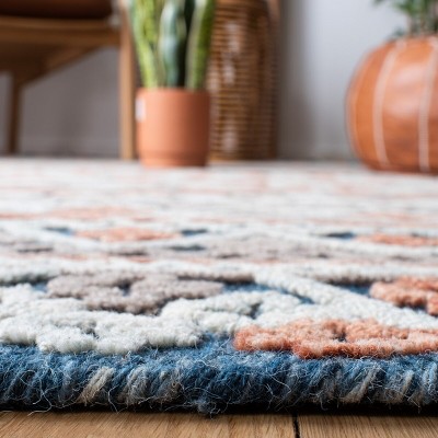 Aspen Blue and Orange Hand-Tufted Wool Area Rug, 8' x 10'