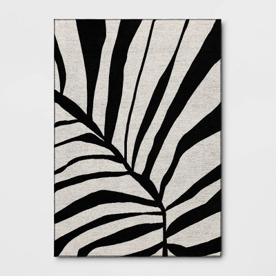 7'10"x10' Abstract Palm Outdoor Area Rug Black - Threshold™