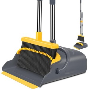 Upgrade Broom and Dustpan Set, Self-Cleaning with Dustpan Teeth, Stand Up Broom for In - 1 of 4