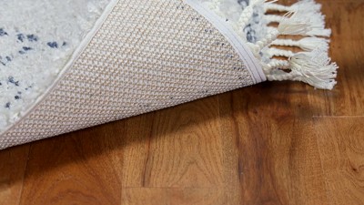 Off-White Geometric Hand-Knotted Shag Area Rug