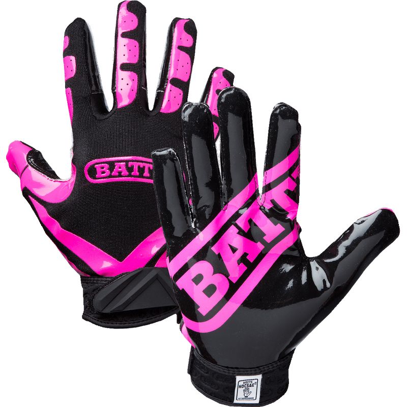 Battle Sports Receivers Ultra-Stick Football Gloves - Pink/Black, 1 of 2