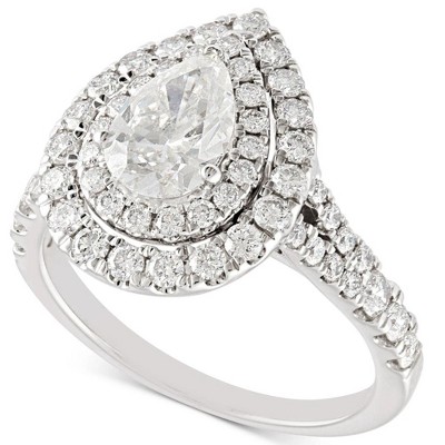 Pompeii3 2 Ct TW Pear Shape Halo Diamond Engagement Ring 14k White Gold Lab Created